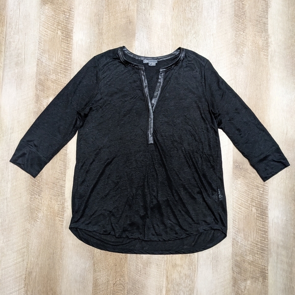 Vince Black Linen Top size small relaxed fit - Picture 1 of 15